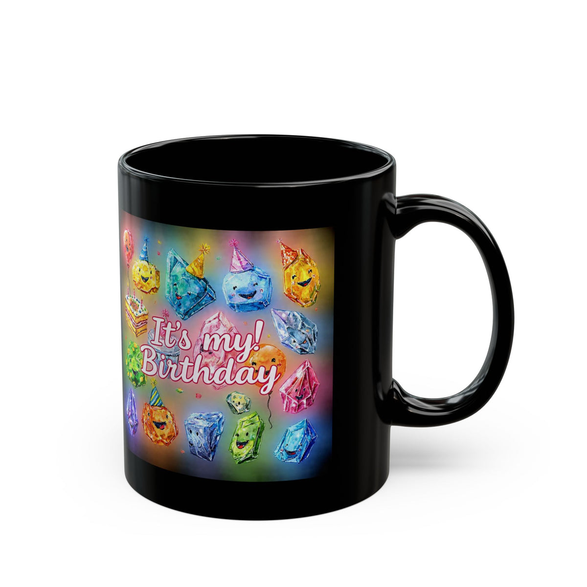 It's My Birthday Crystal Party Black Mug