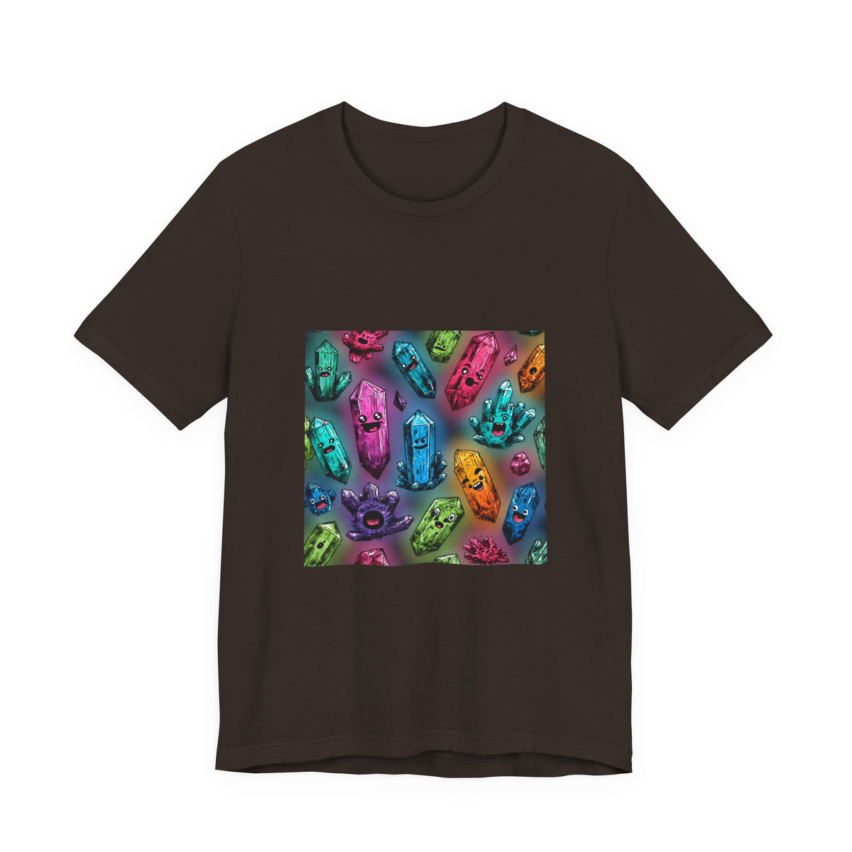 Colorful Crystal Characters T-Shirt | Earthy Reds & Browns