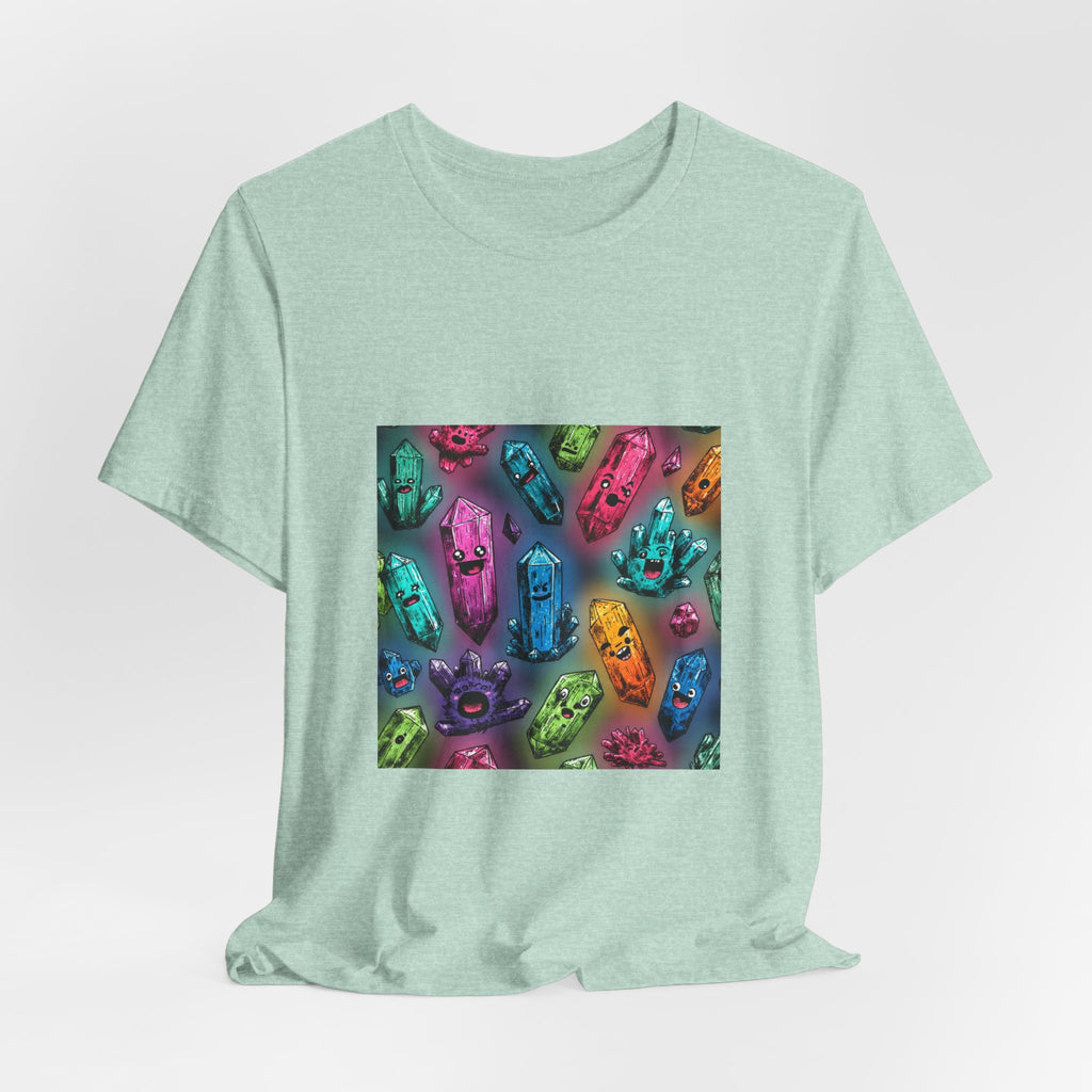 Colorful Crystal Characters T-Shirt | Golds, Mints & Teal