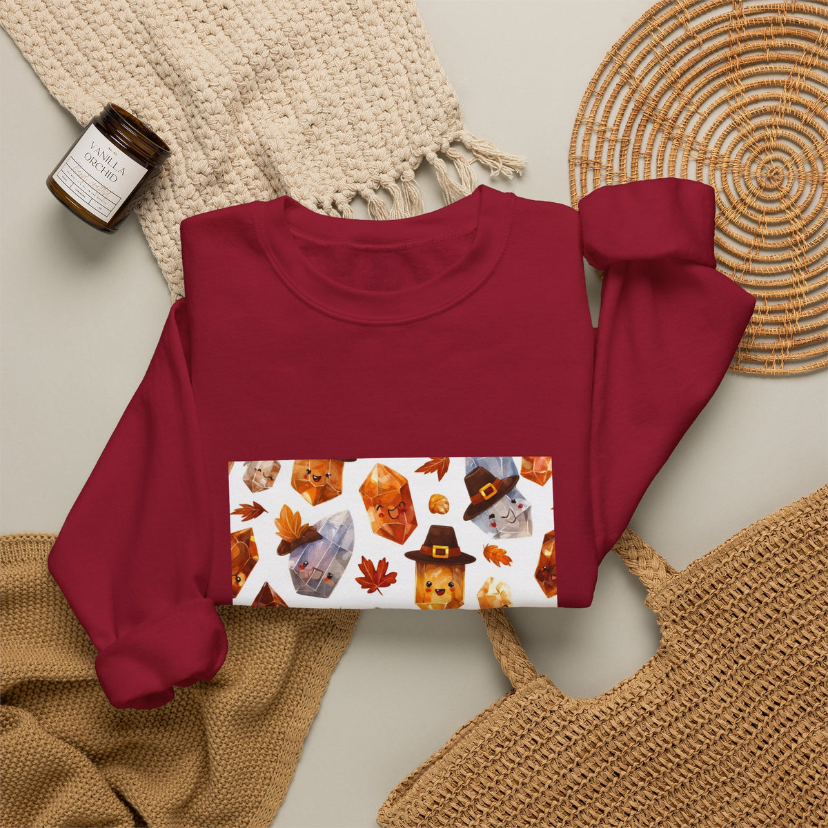 Thanksgiving Crystal Harvest Crewneck | Earth Tones & Brights