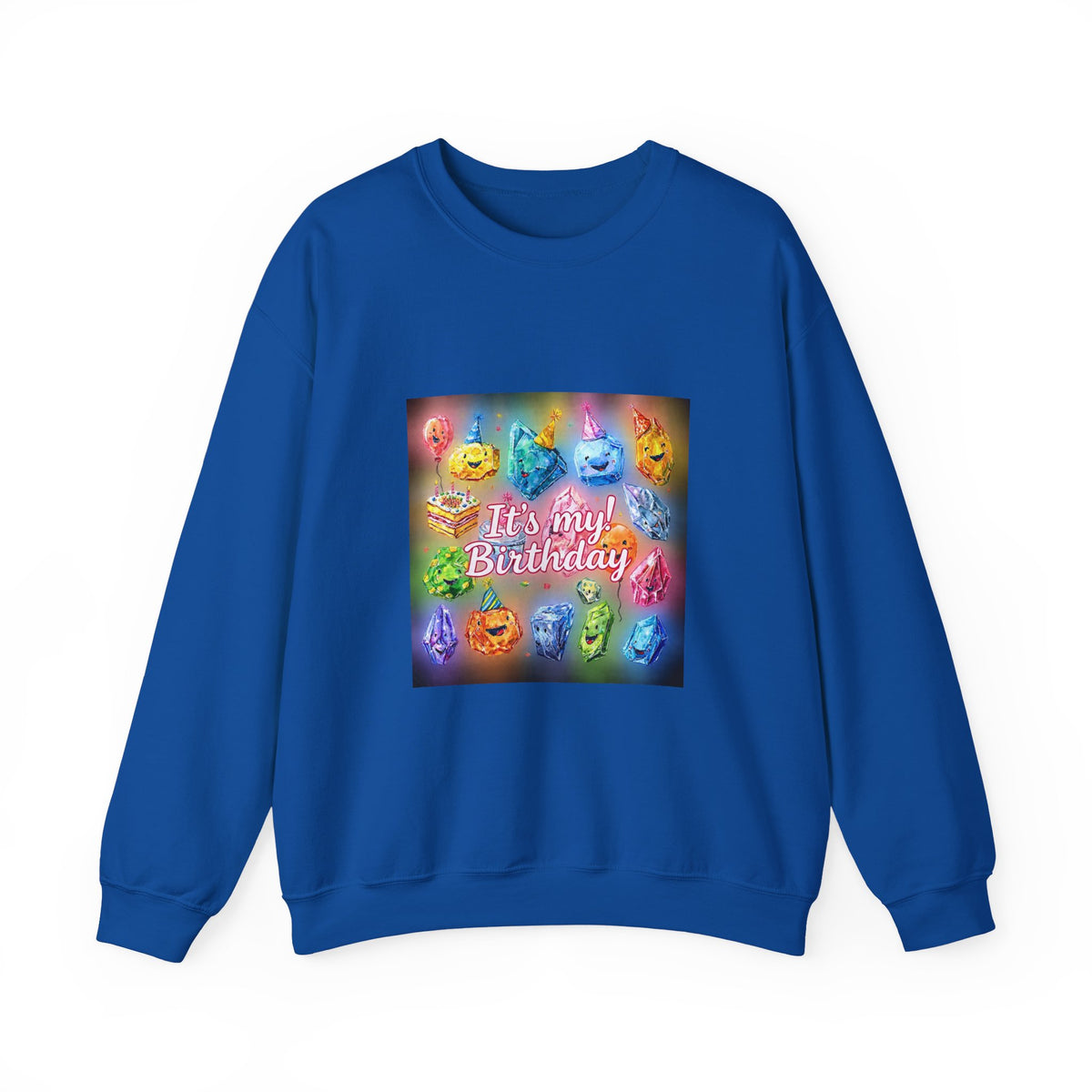 It's My Birthday Crystal Party Crewneck | Blues, Purples & Pinks