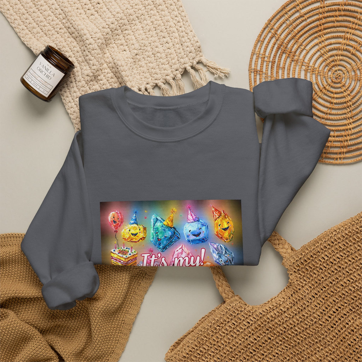 It's My Birthday Crystal Party Crewneck | Neutrals & Reds
