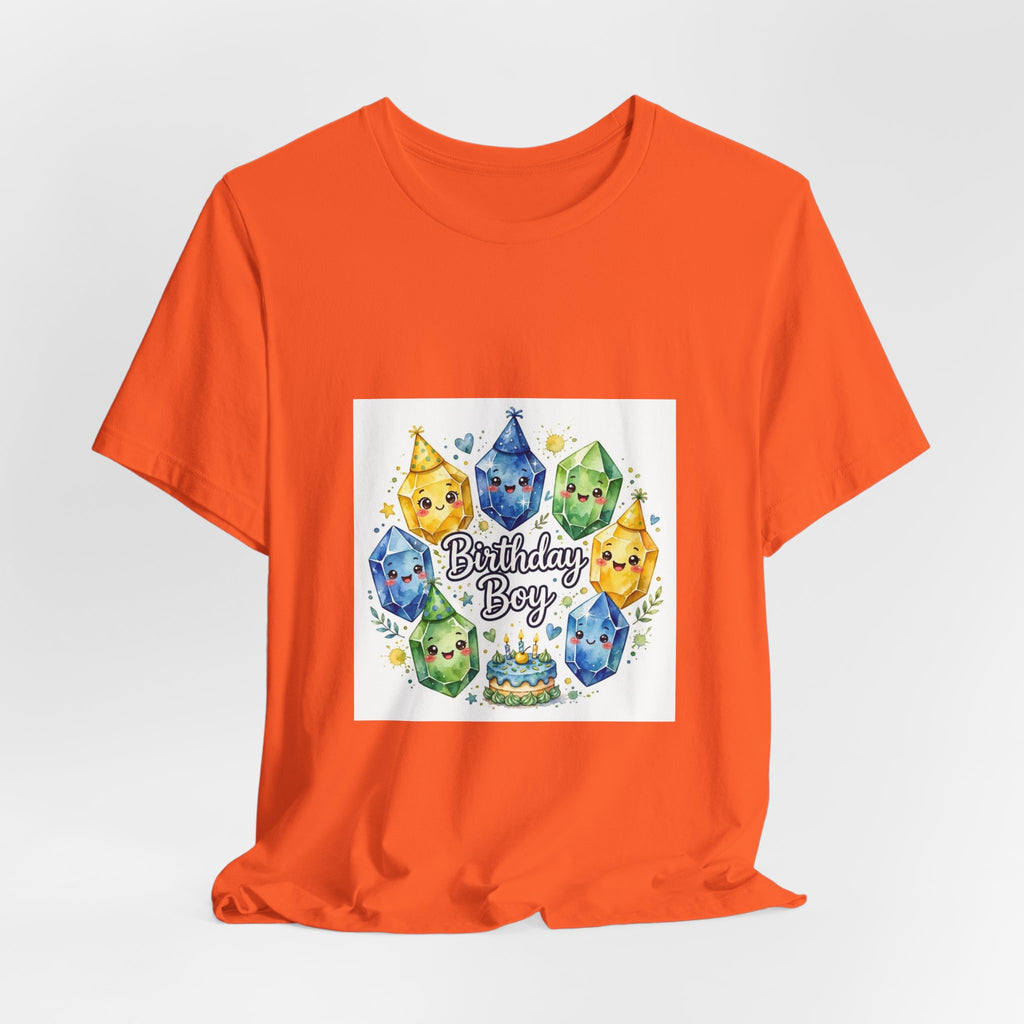 Birthday Boy Crystal Party T-Shirt | Sandy Neutrals & Oranges