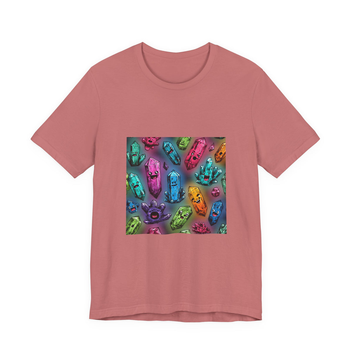 Colorful Crystal Characters T-Shirt | Earthy Reds & Browns