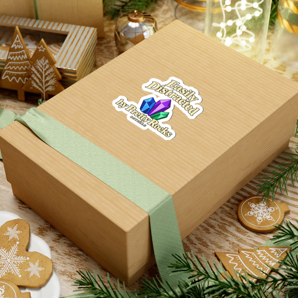 Easily Distracted by Pretty Rocks Sticker — Crystal Laptop Kiss-Cut Decal