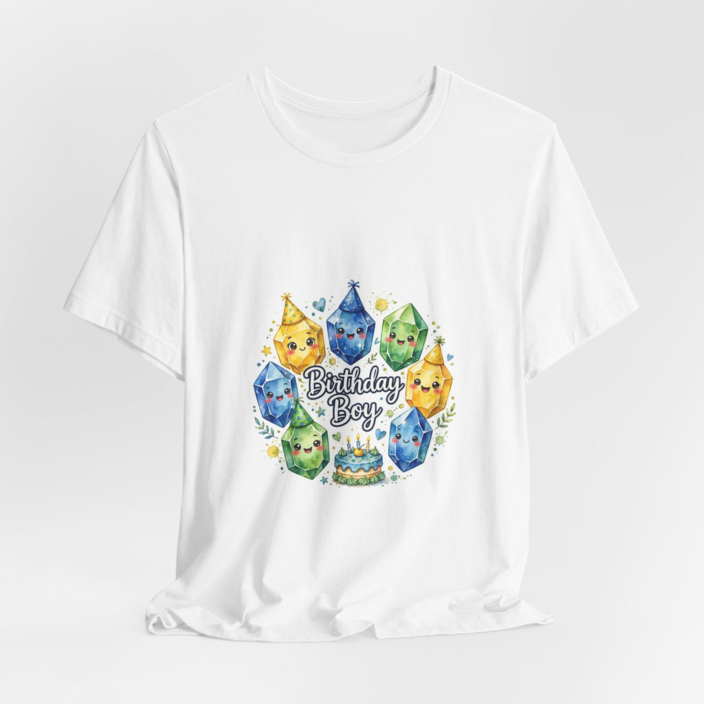 Birthday Boy Crystal Party T-Shirt | Light Neutrals