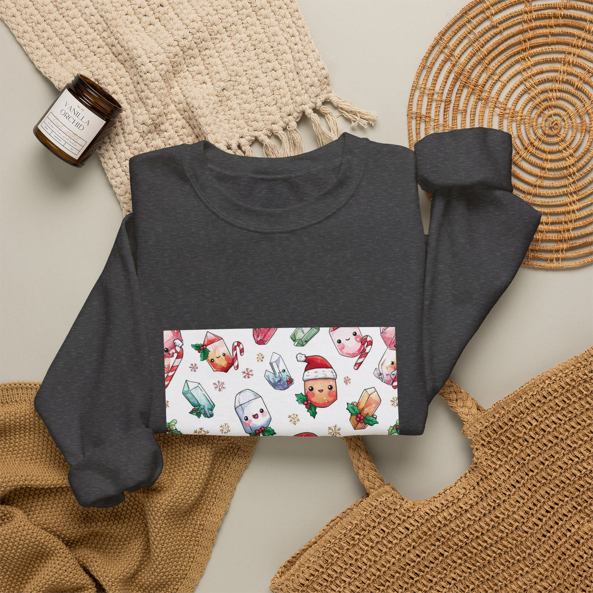 Pastel Christmas Crystal Friends Crewneck | Neutrals & Reds