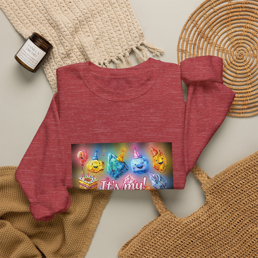It's My Birthday Crystal Party Crewneck | Neutrals & Reds