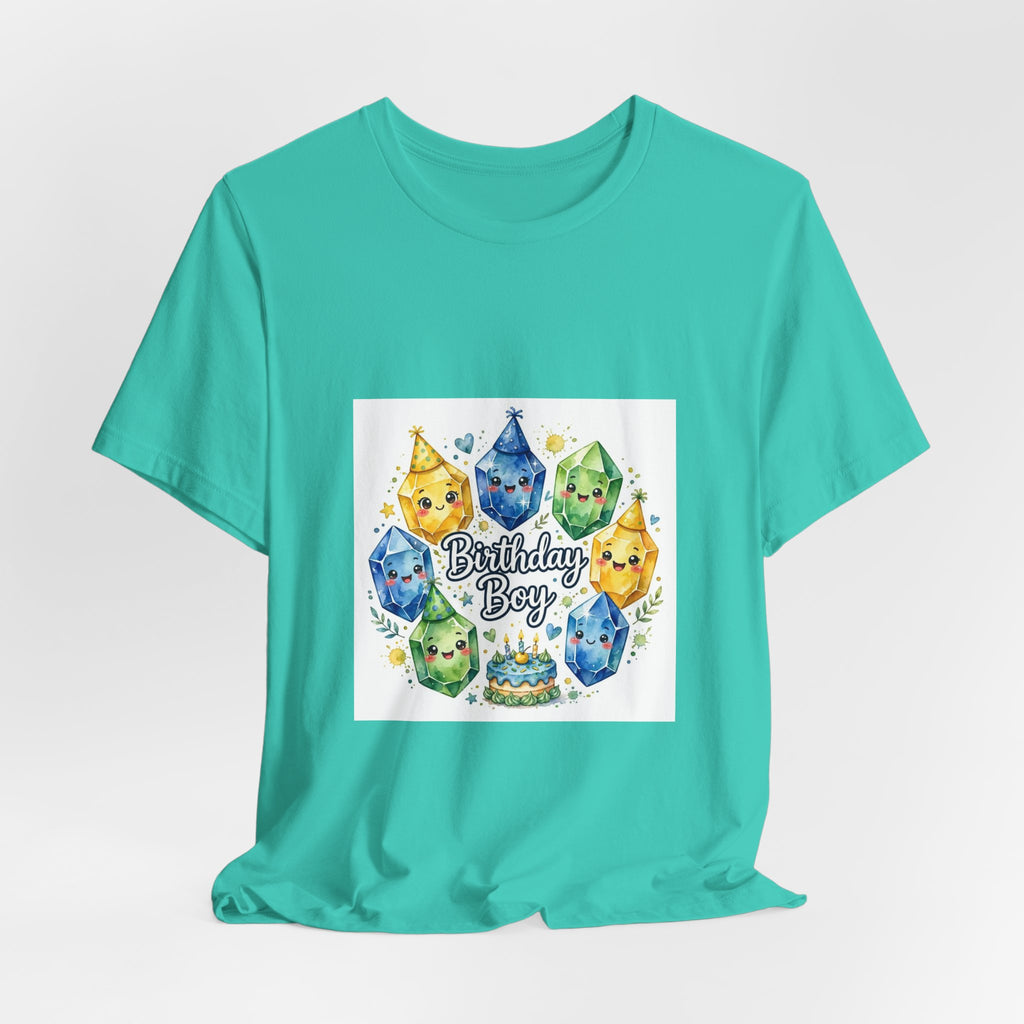 Birthday Boy Crystal Party T-Shirt | Golds, Mints & Teal