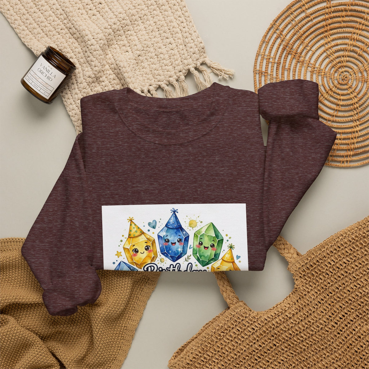 Birthday Boy Crystal Party Crewneck | Earth Tones & Brights