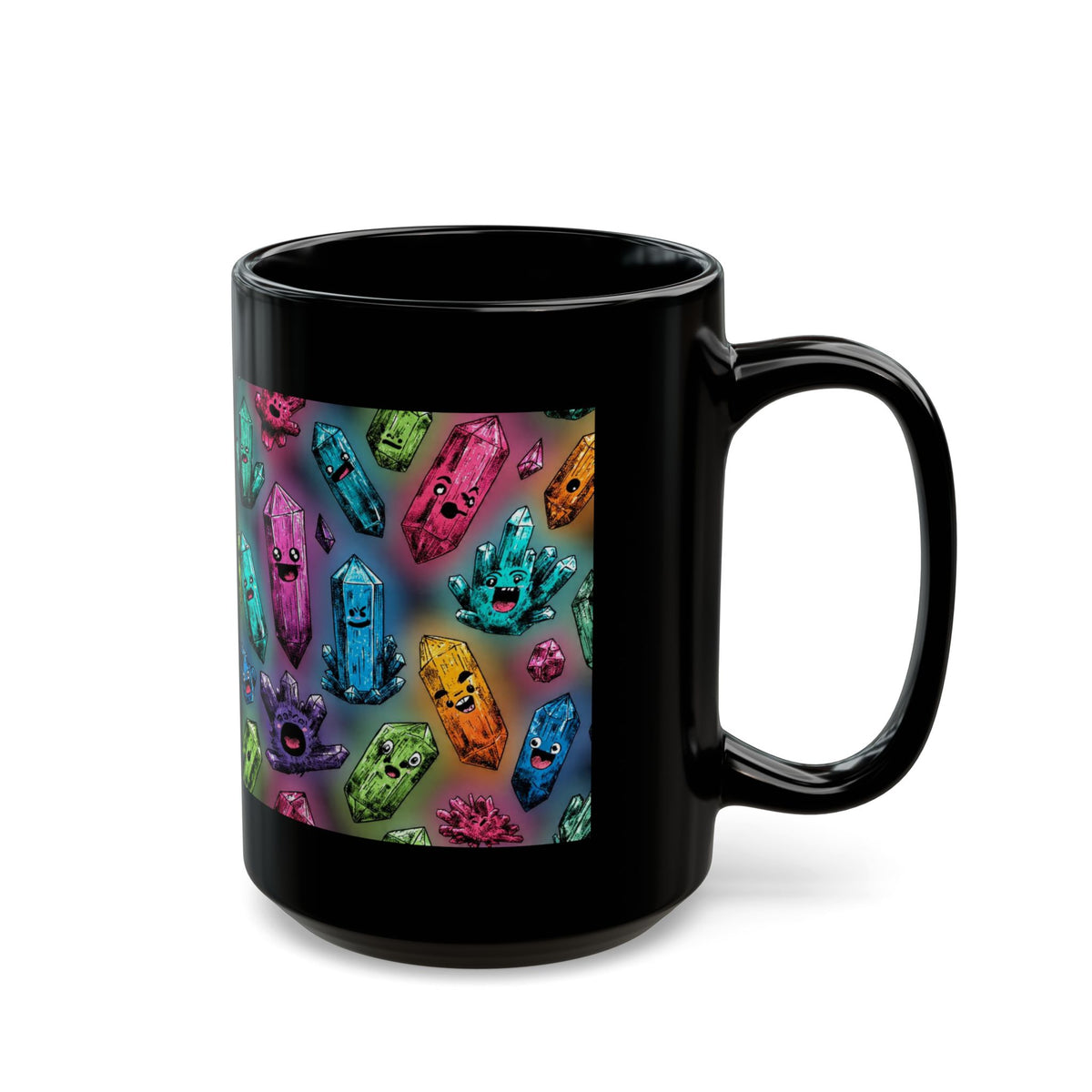 Colorful Crystal Characters Black Mug