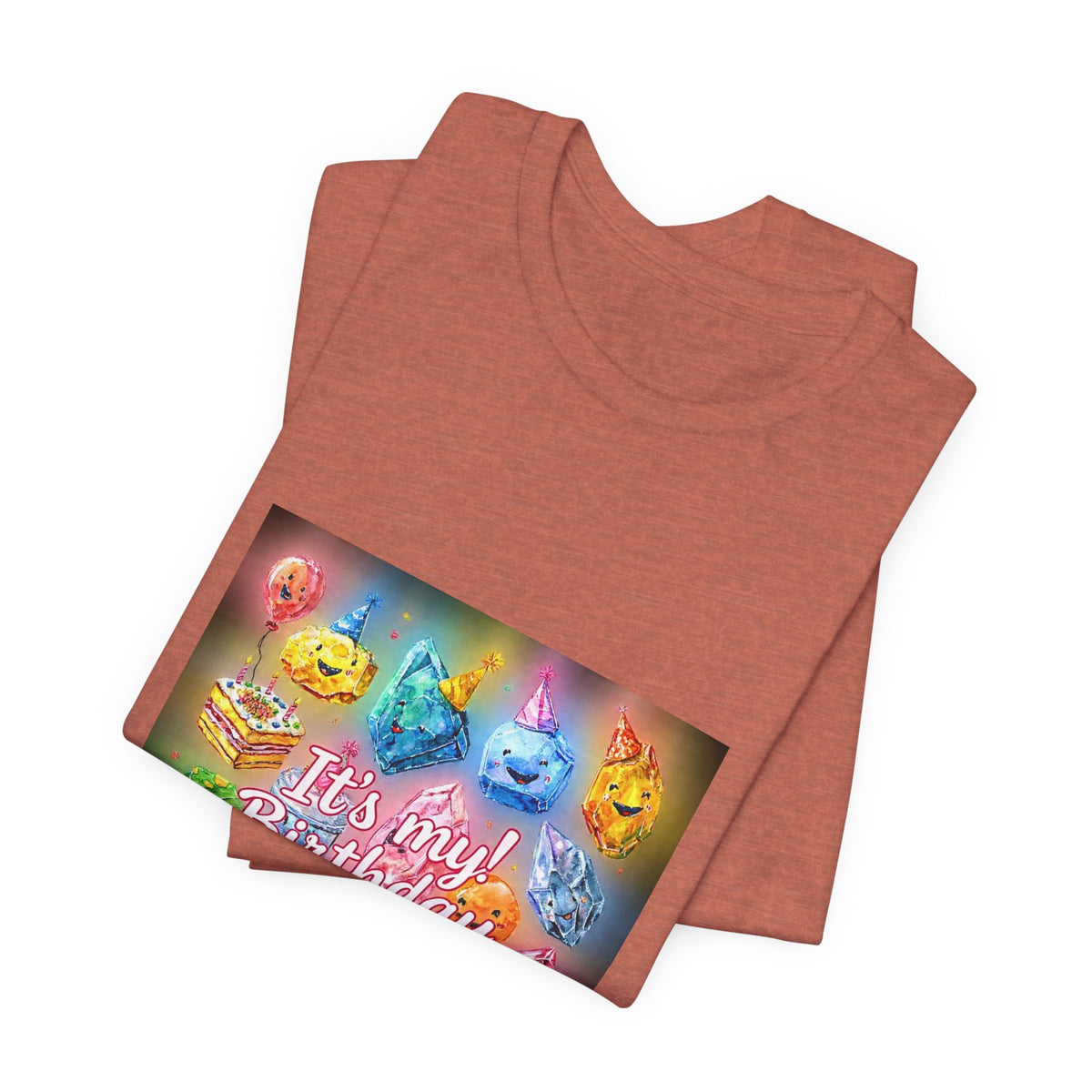 It's My Birthday Crystal Party T-Shirt | Earthy Reds & Browns