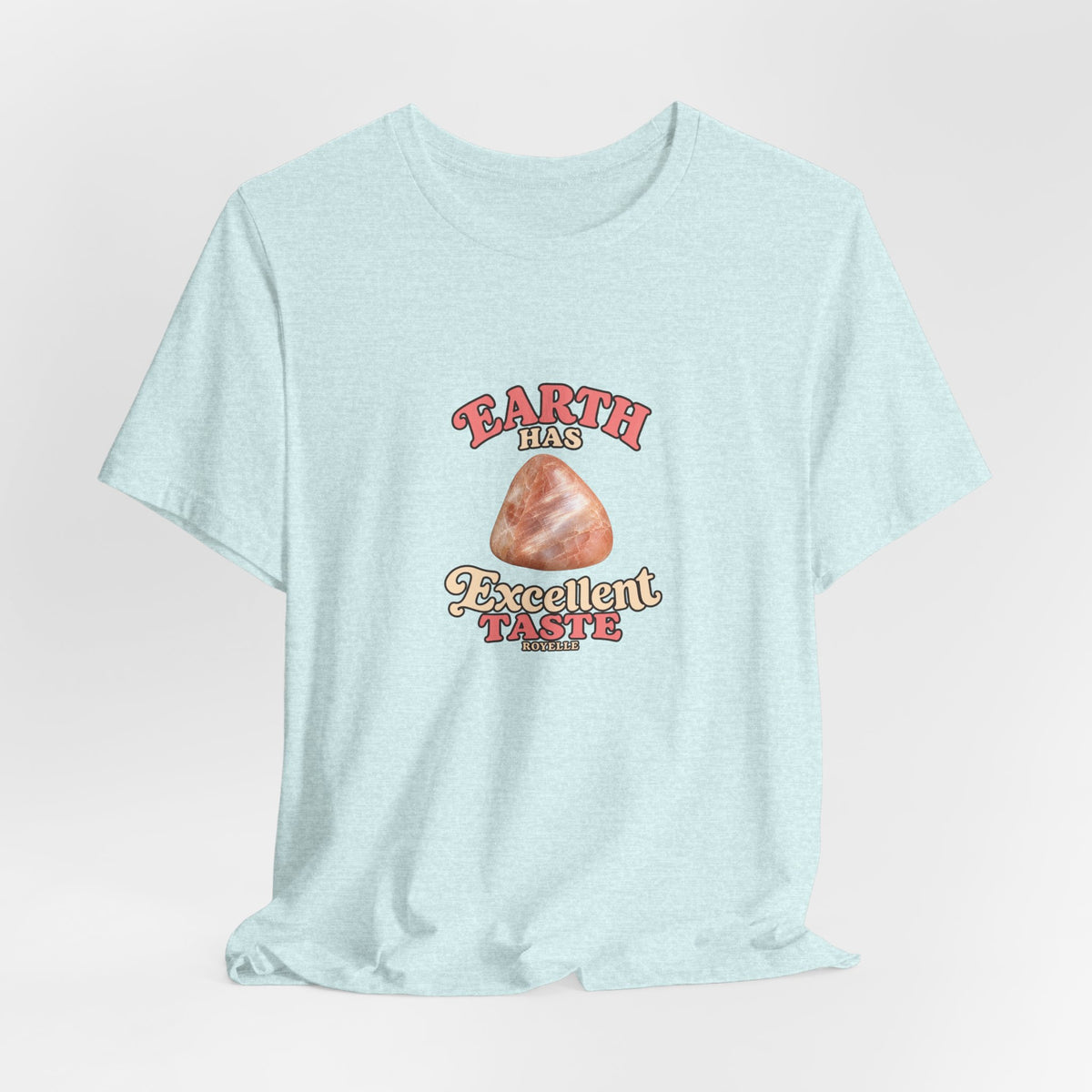 Earth Has Excellent Taste — Peach Moonstone Tee | Soft Blues