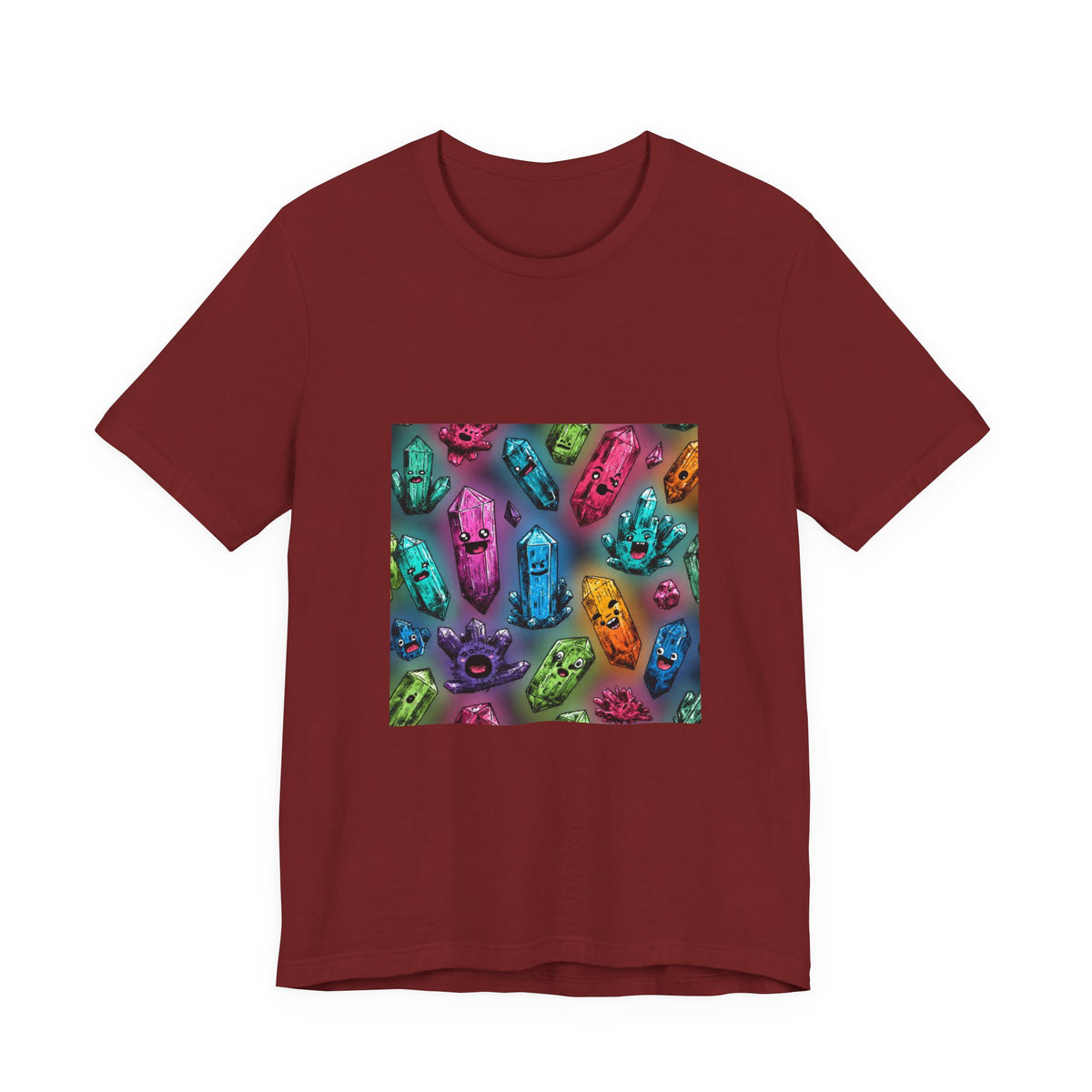 Colorful Crystal Characters T-Shirt | Earthy Reds & Browns