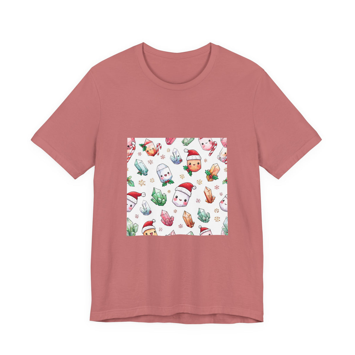 Pastel Christmas Crystal Friends T-Shirt | Earthy Reds & Browns