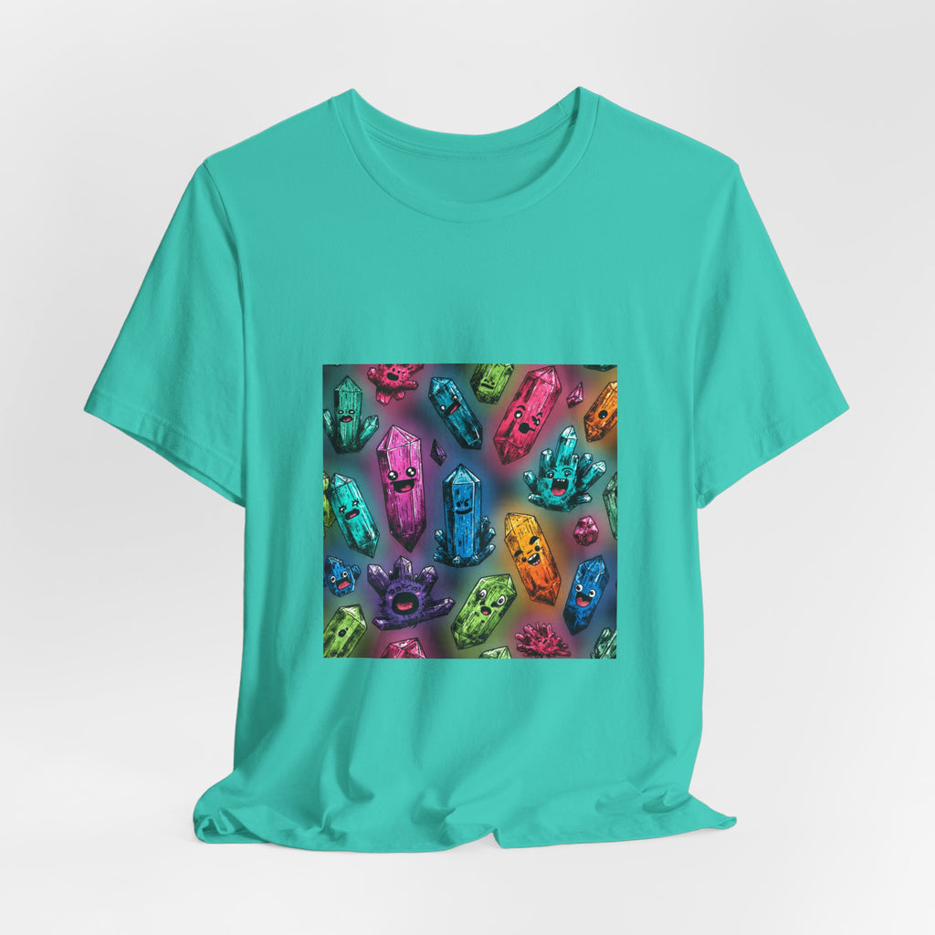 Colorful Crystal Characters T-Shirt | Golds, Mints & Teal