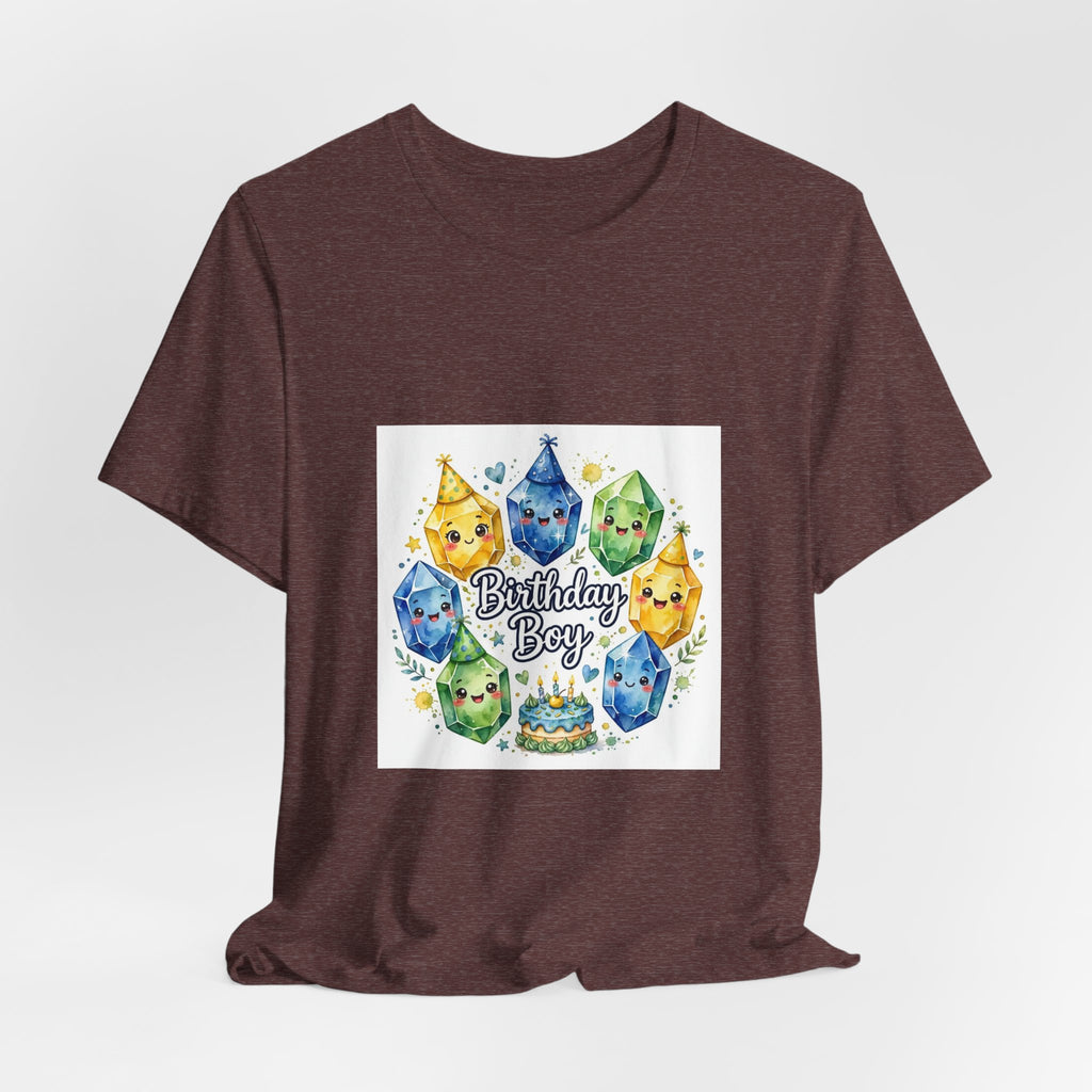 Birthday Boy Crystal Party T-Shirt | Earthy Reds & Browns