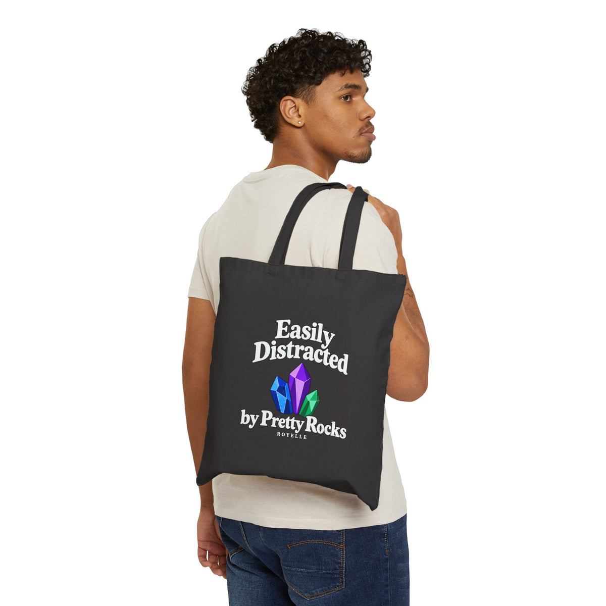 Easily Distracted Crystal Tote Bag — White Lettering