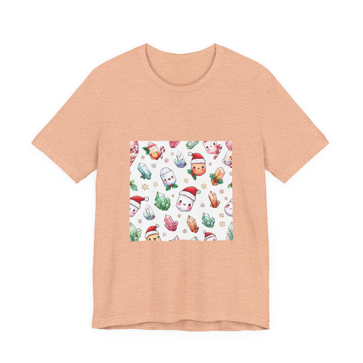Pastel Christmas Crystal Friends T-Shirt | Peach & Sunset