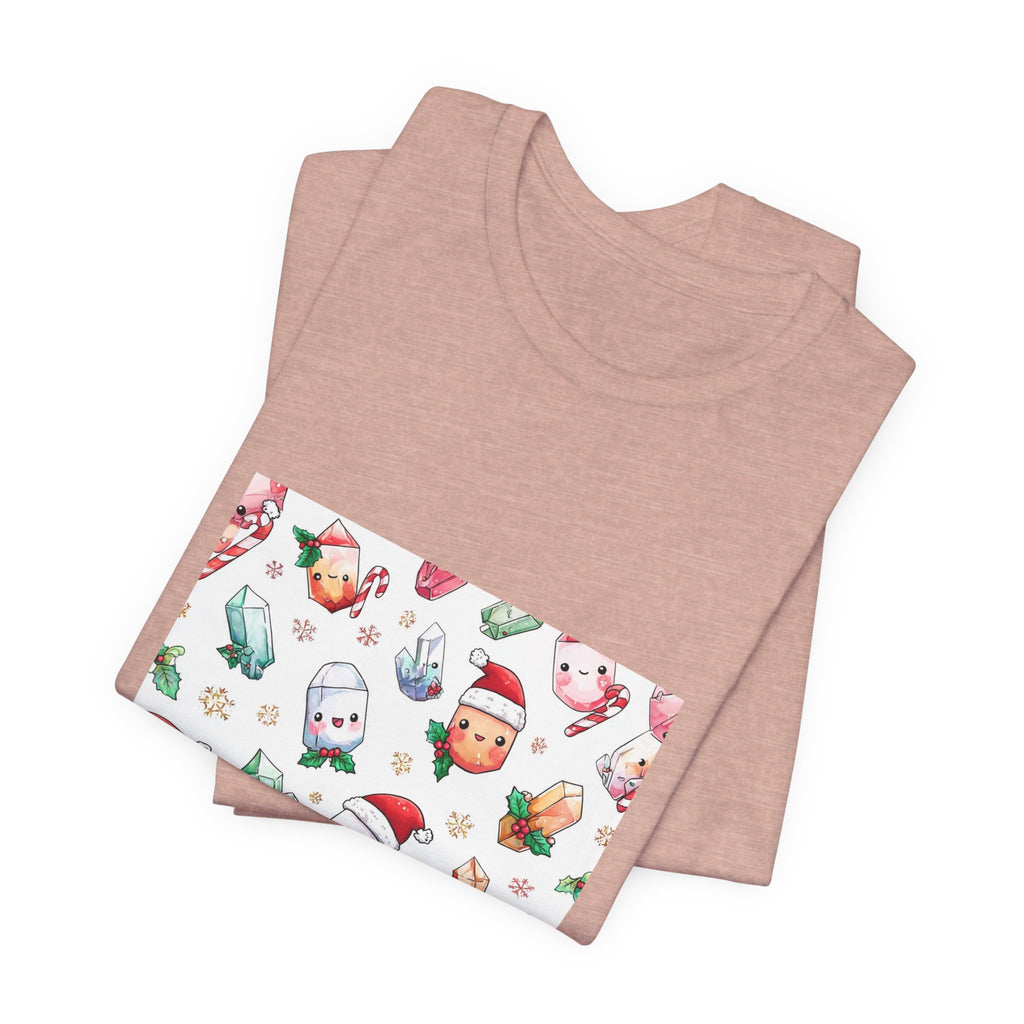 Pastel Christmas Crystal Friends T-Shirt | Peach & Sunset