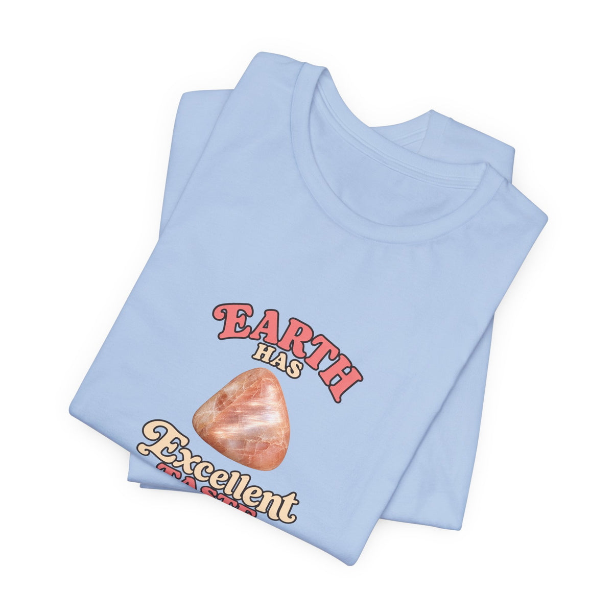 Earth Has Excellent Taste — Peach Moonstone Tee | Soft Blues