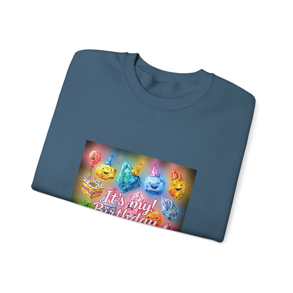 It's My Birthday Crystal Party Crewneck | Blues, Purples & Pinks