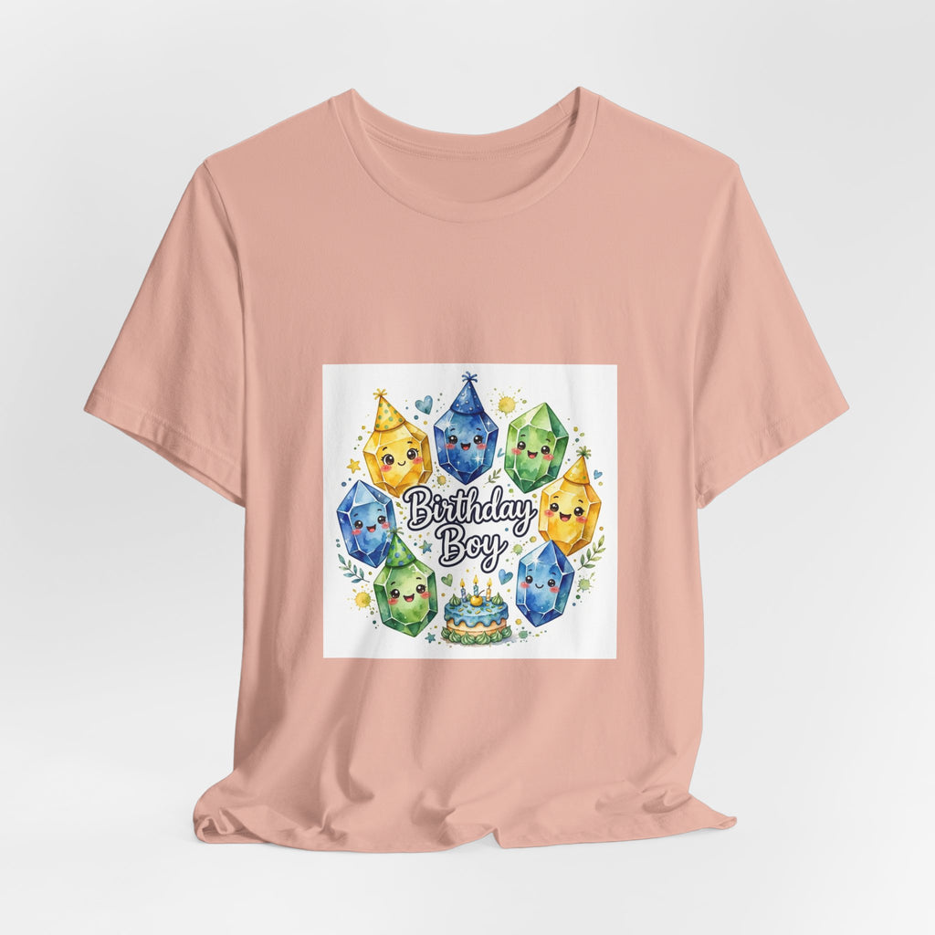 Birthday Boy Crystal Party T-Shirt | Peach & Sunset