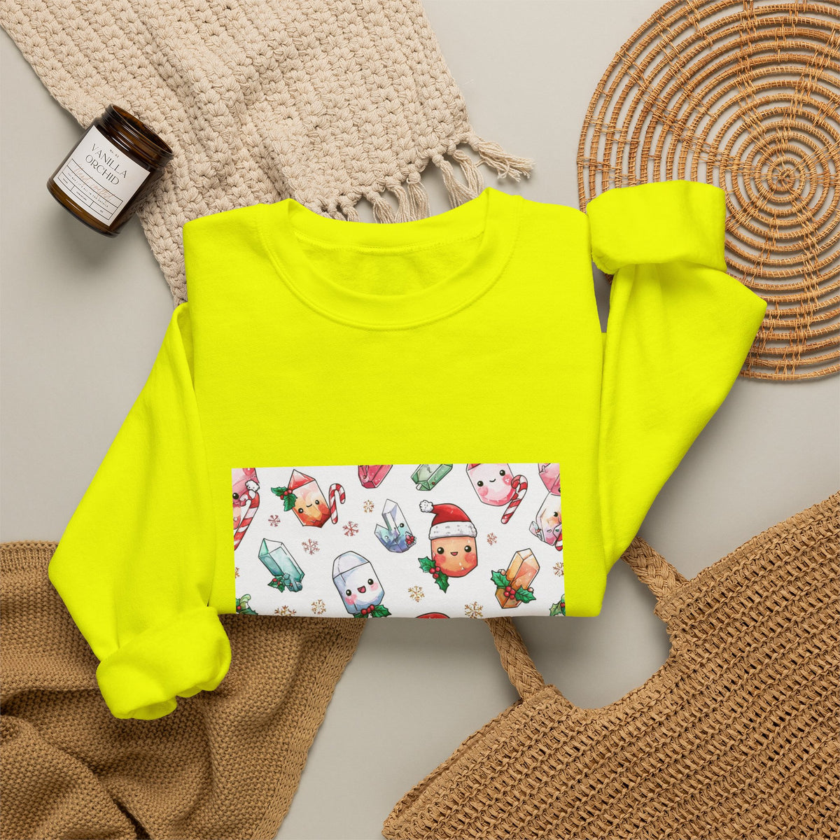 Pastel Christmas Crystal Friends Crewneck | Earth Tones & Brights