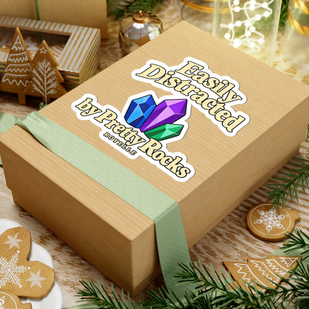 Easily Distracted by Pretty Rocks Sticker — Crystal Laptop Kiss-Cut Decal