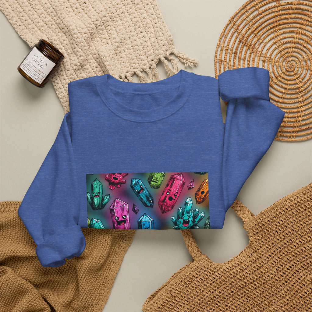 Colorful Crystal Characters Crewneck | Blues, Purples & Pinks