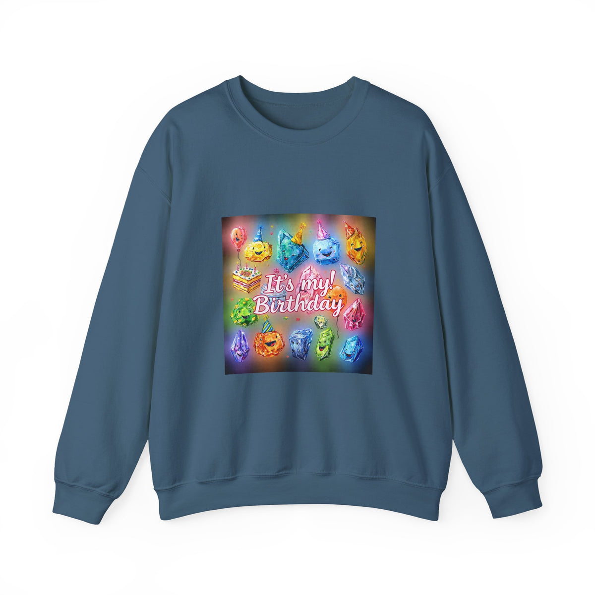 It's My Birthday Crystal Party Crewneck | Blues, Purples & Pinks