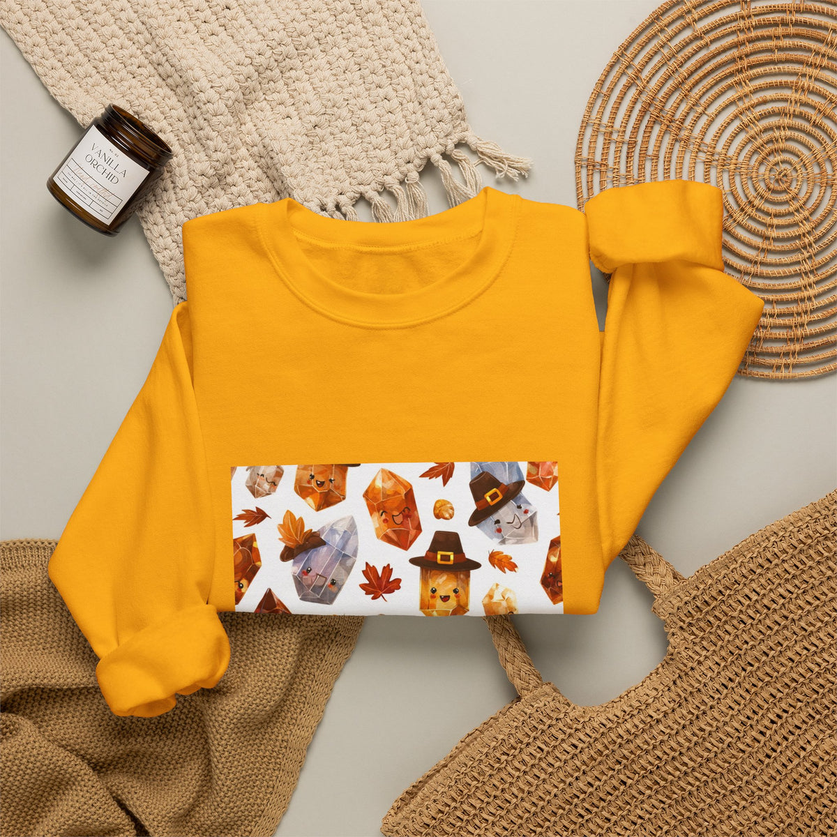 Thanksgiving Crystal Harvest Crewneck | Earth Tones & Brights
