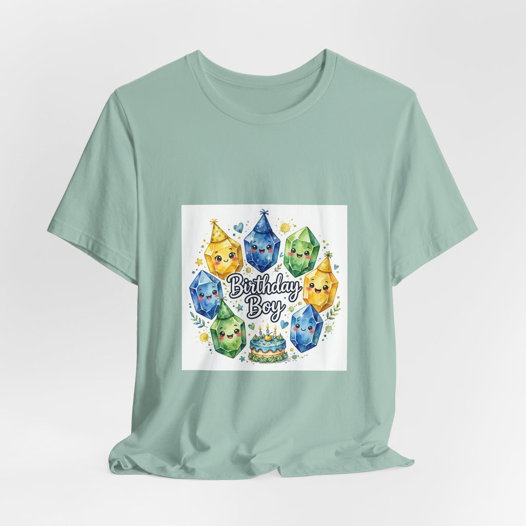 Birthday Boy Crystal Party T-Shirt | Soft Blues