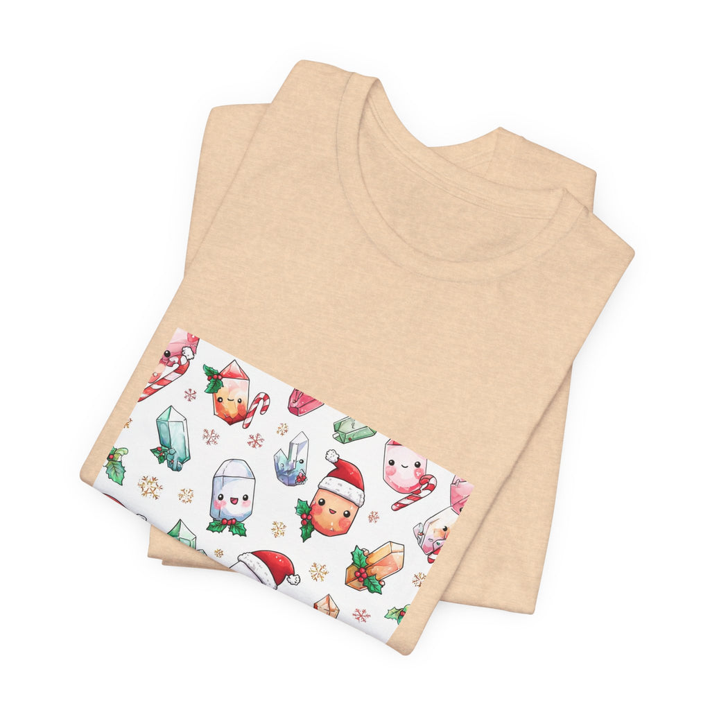 Pastel Christmas Crystal Friends T-Shirt | Sandy Neutrals & Oranges