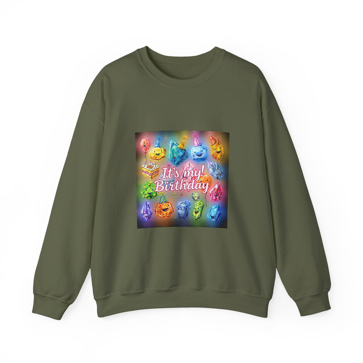 It's My Birthday Crystal Party Crewneck | Earth Tones & Brights