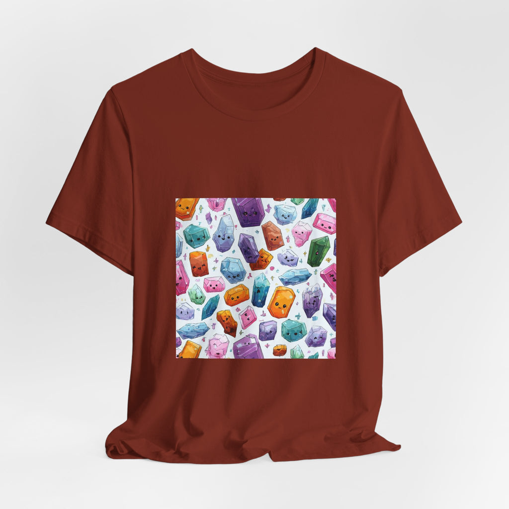 Pastel Crystal Friends T-Shirt | Earthy Reds & Browns