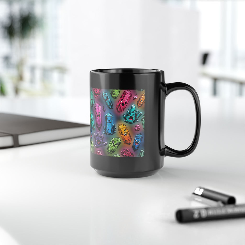 Colorful Crystal Characters Black Mug