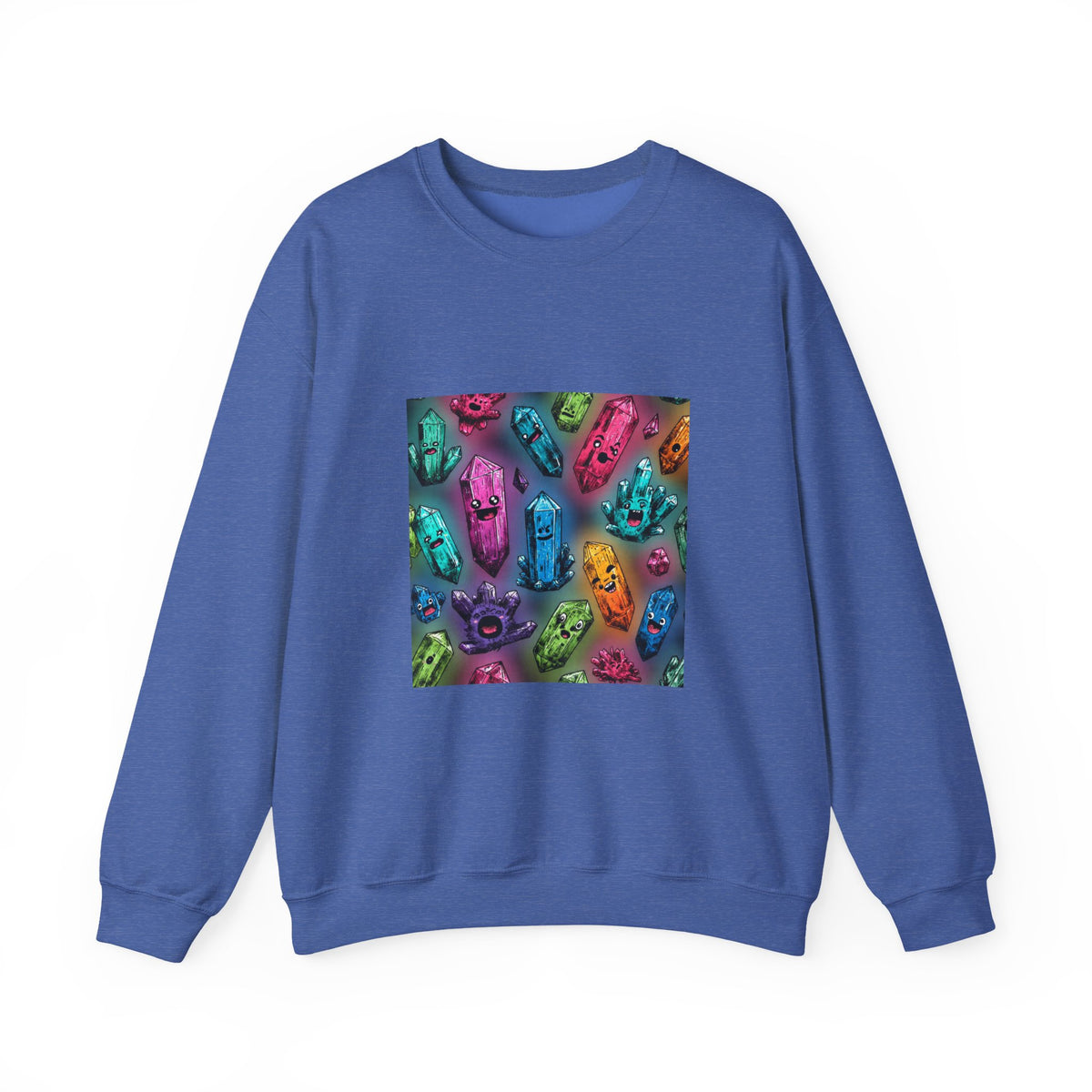Colorful Crystal Characters Crewneck | Blues, Purples & Pinks