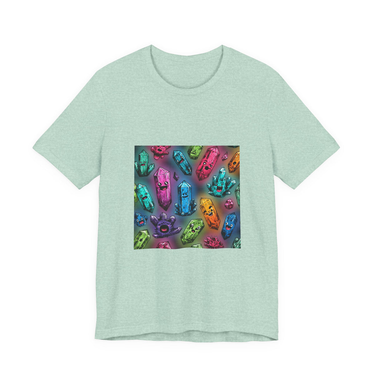 Colorful Crystal Characters T-Shirt | Golds, Mints & Teal