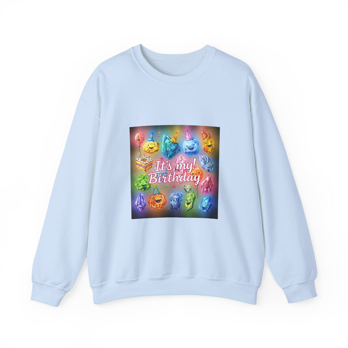 It's My Birthday Crystal Party Crewneck | Blues, Purples & Pinks