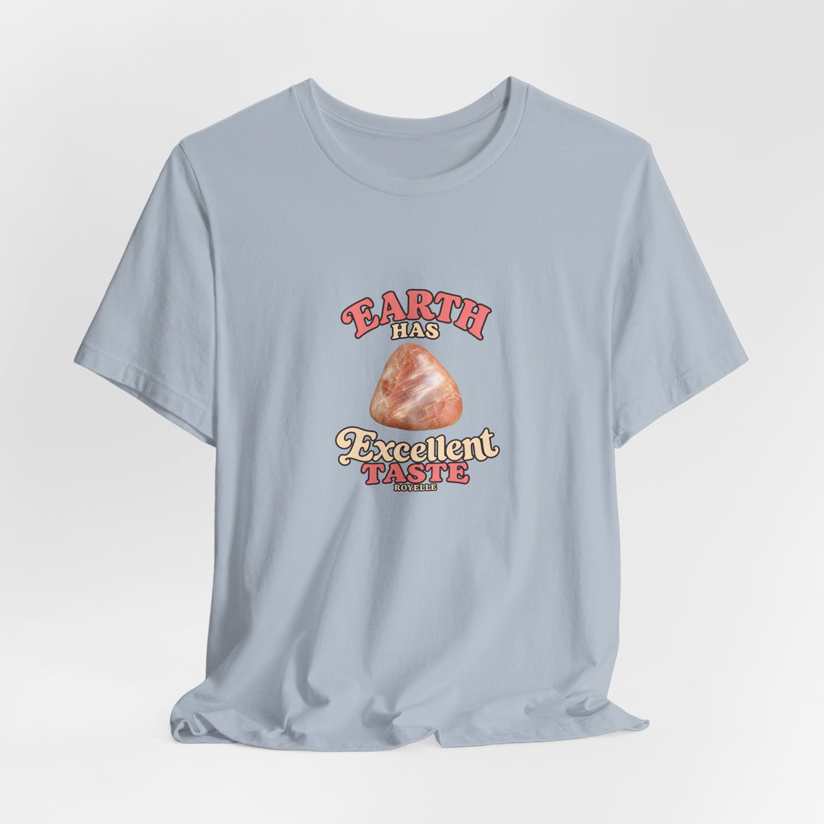 Earth Has Excellent Taste — Peach Moonstone Tee | Soft Blues