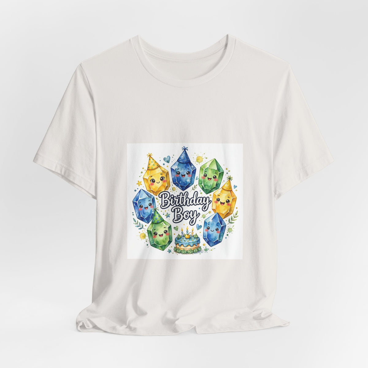 Birthday Boy Crystal Party T-Shirt | Light Neutrals