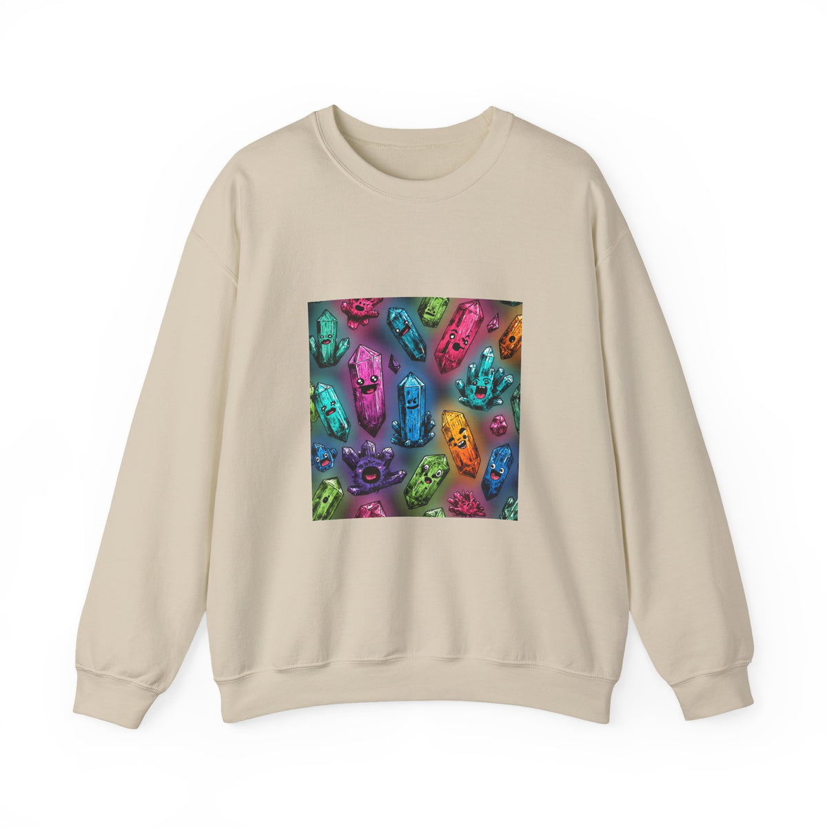 Colorful Crystal Characters Crewneck | Earth Tones & Brights