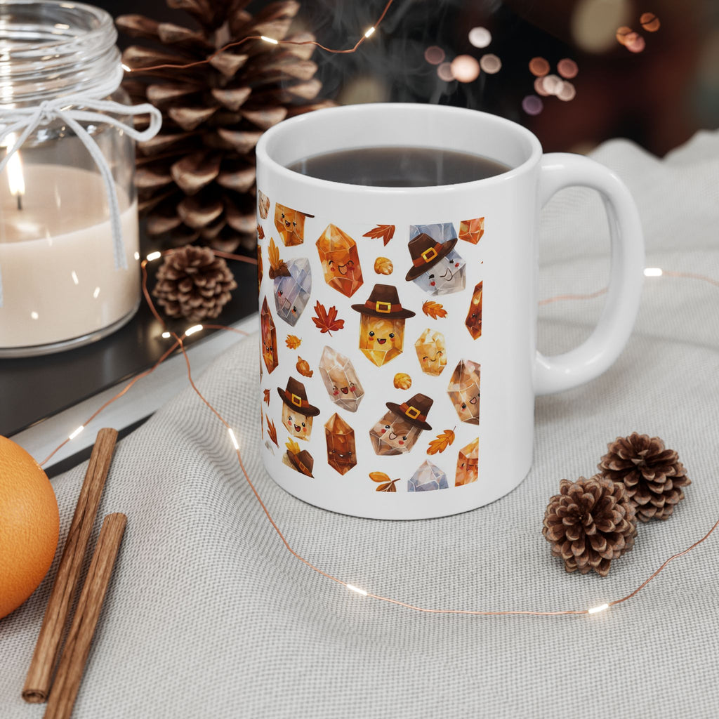 Thanksgiving Crystal Harvest White Mug
