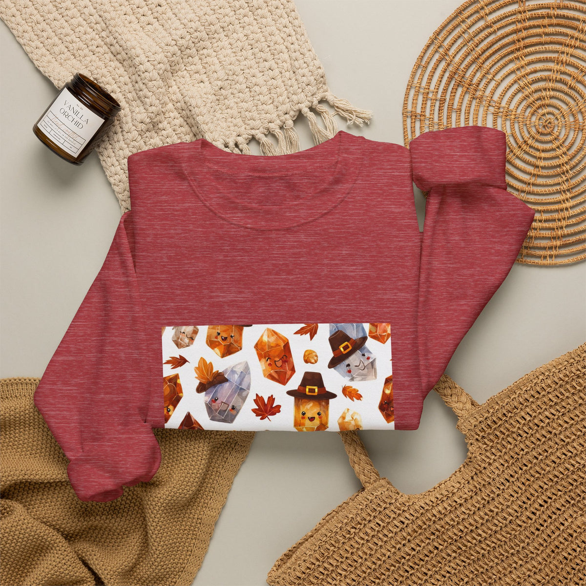 Thanksgiving Crystal Harvest Crewneck | Neutrals & Reds