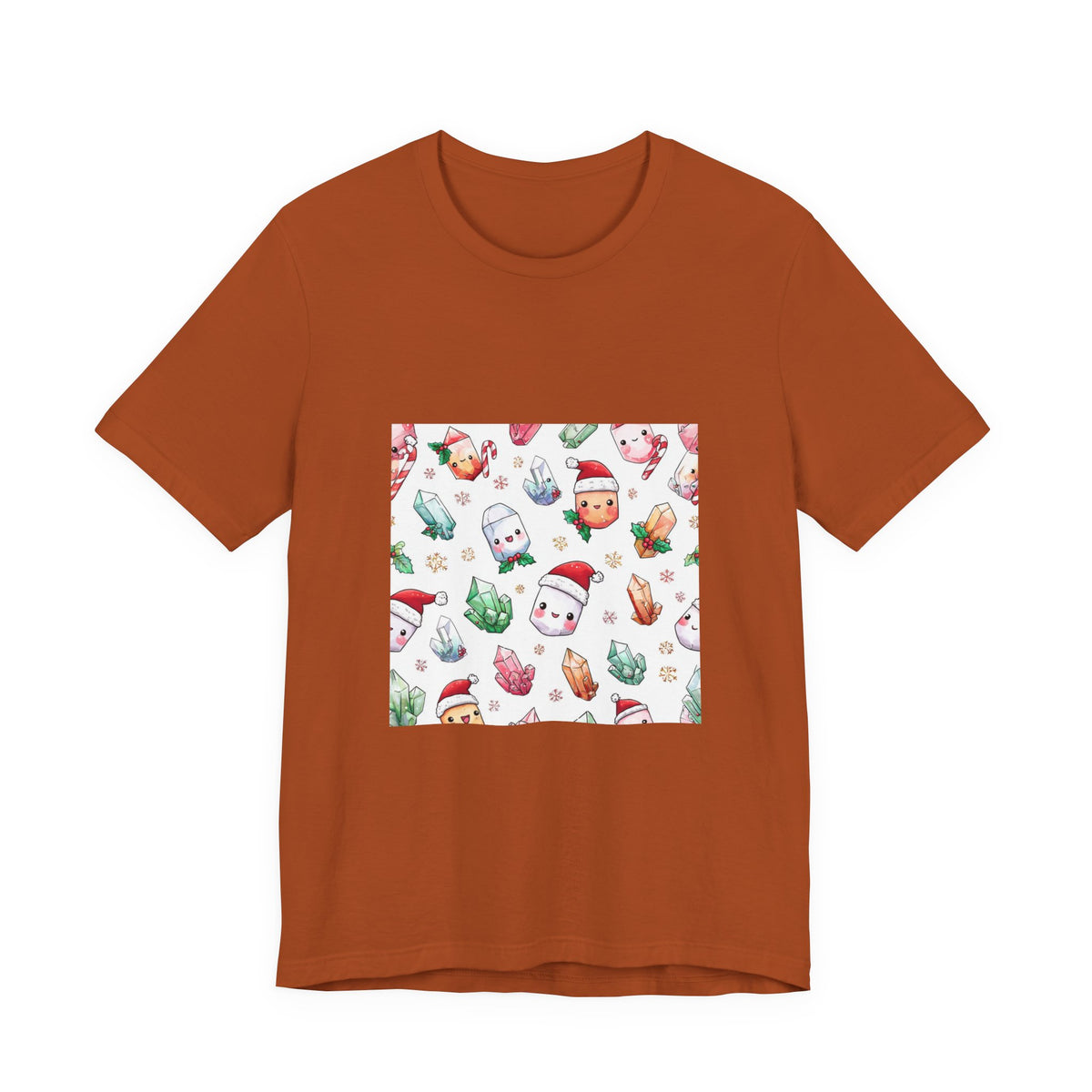 Pastel Christmas Crystal Friends T-Shirt | Earthy Reds & Browns