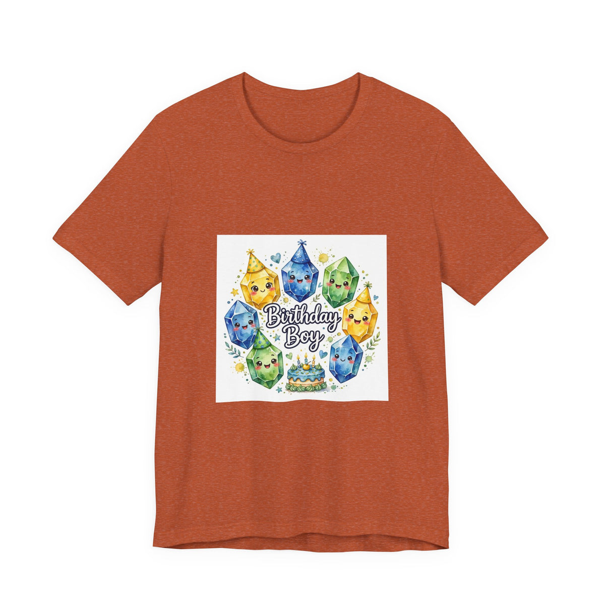 Birthday Boy Crystal Party T-Shirt | Earthy Reds & Browns