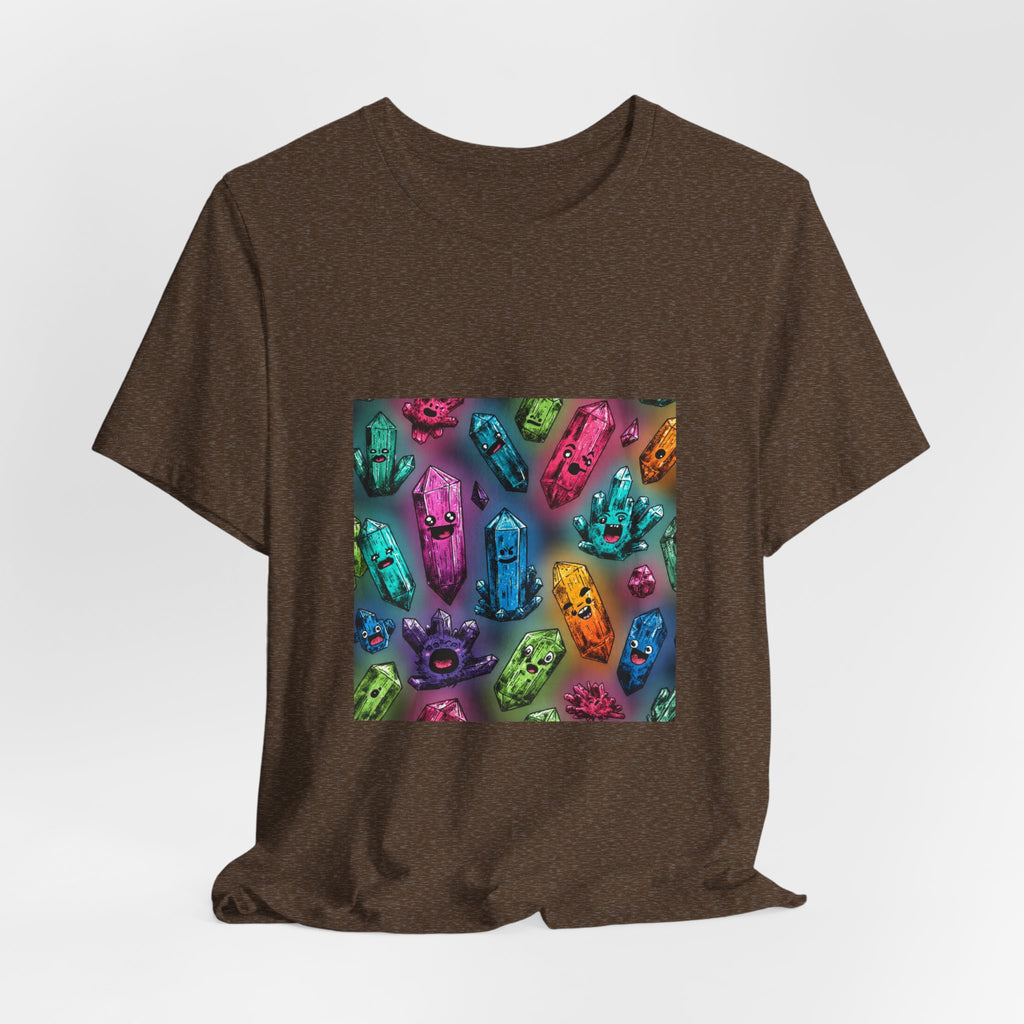Colorful Crystal Characters T-Shirt | Earthy Reds & Browns