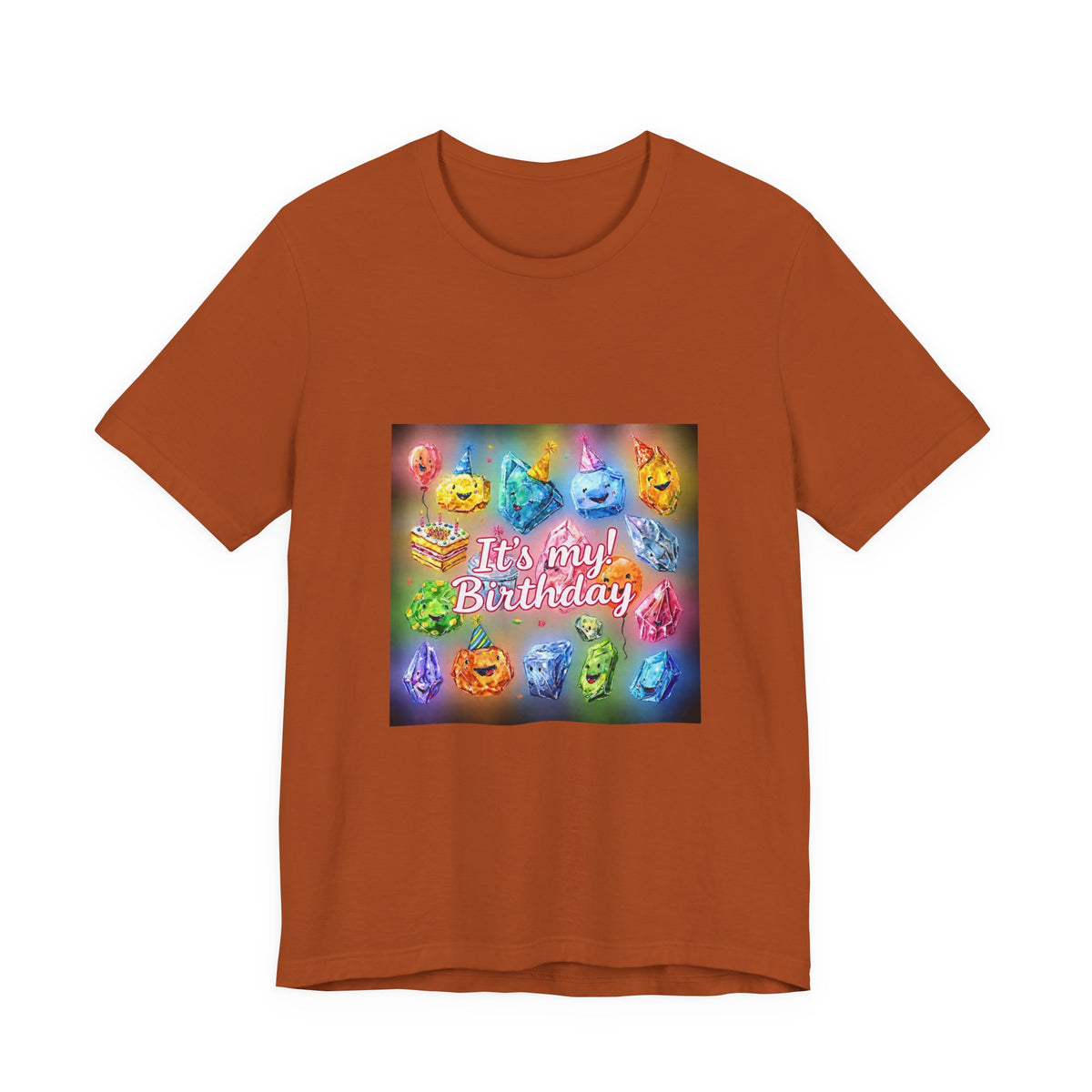 It's My Birthday Crystal Party T-Shirt | Earthy Reds & Browns