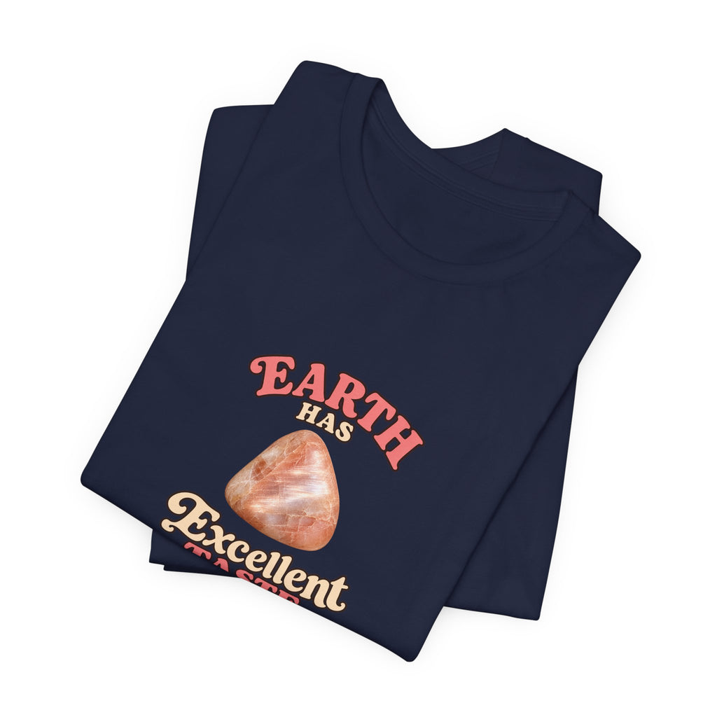 Earth Has Excellent Taste — Peach Moonstone Tee | Royal, Navy & Purple